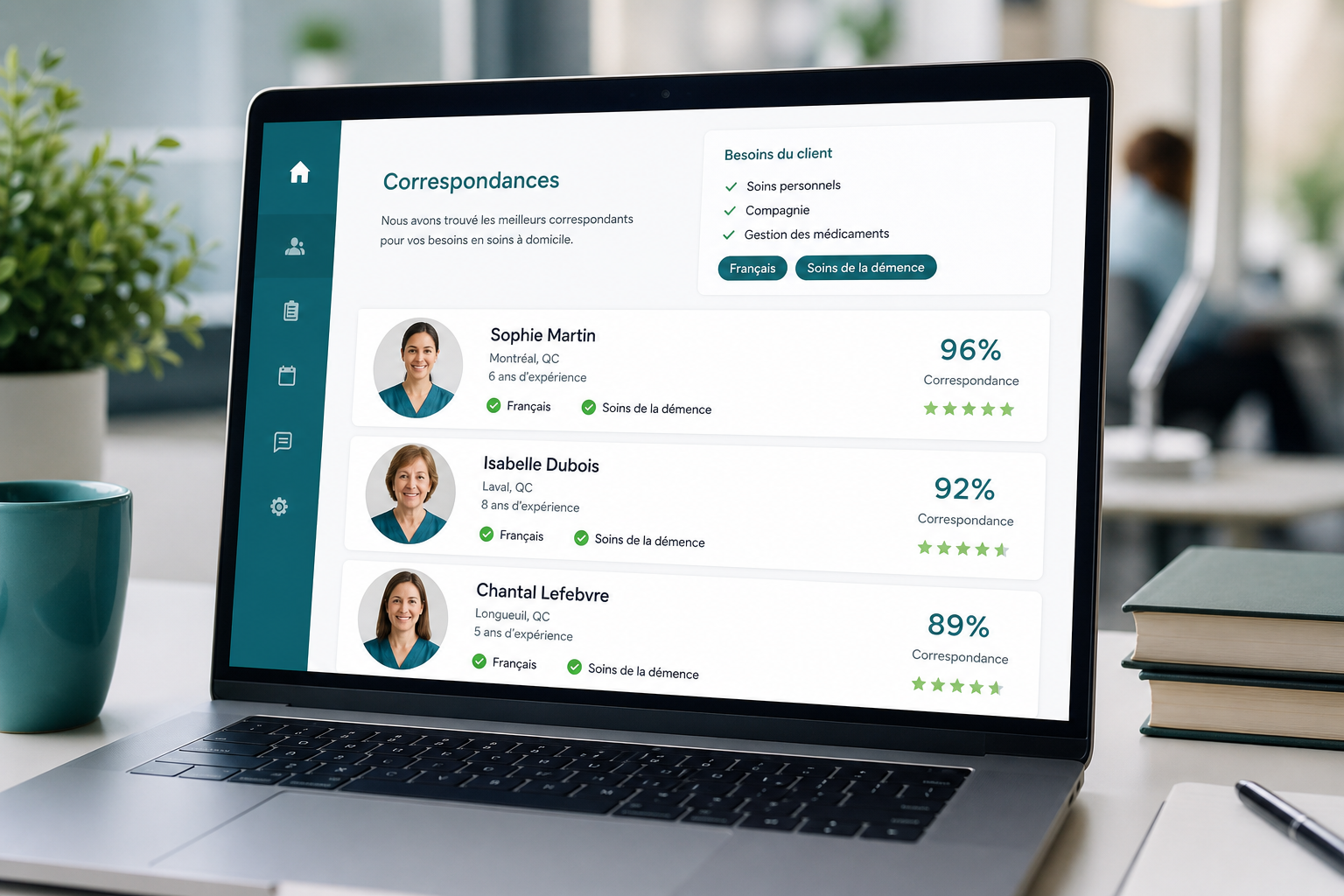 Smart AI Tool matching caregivers with 98% match scores