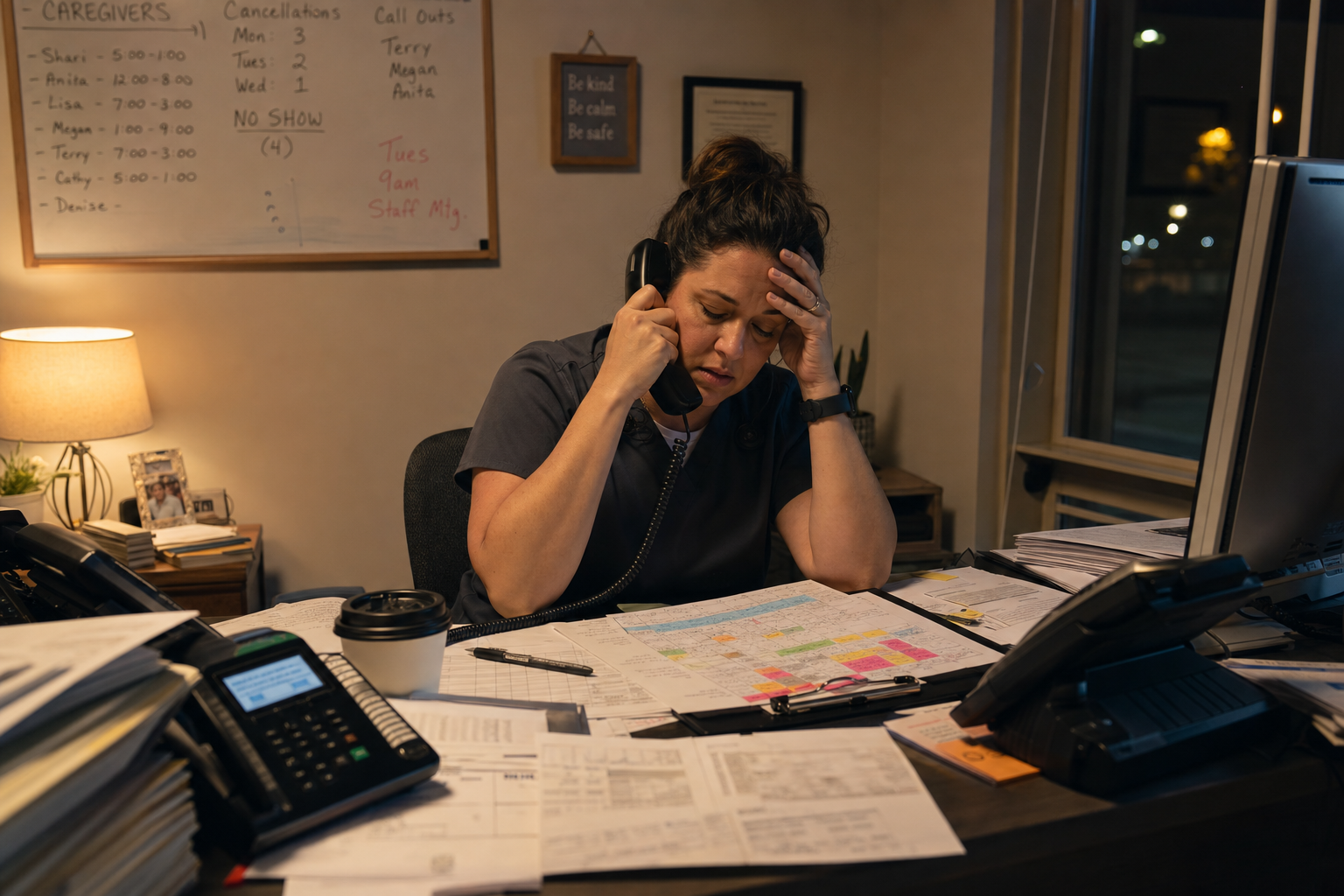 Agency owner overwhelmed by manual scheduling and phone calls at 9pm